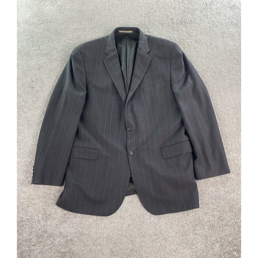 Burberry London Suit Jacket Mens 46 L Gray Wool Pinstriped Designer Luxury USA *